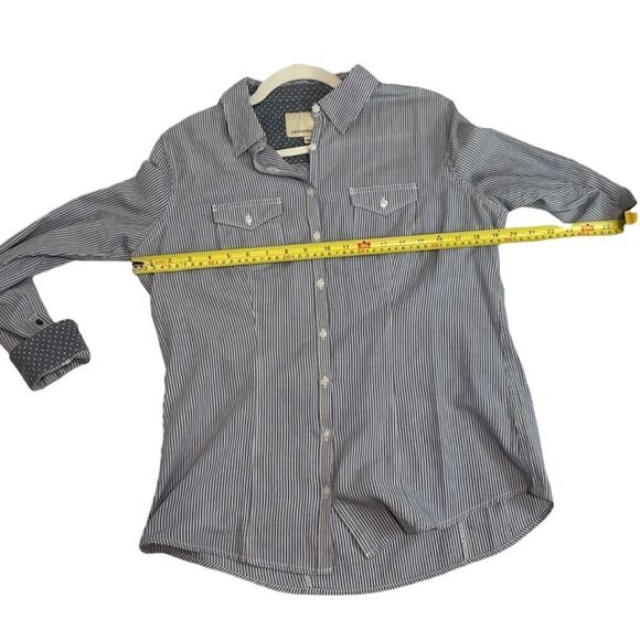 Denver Hayes Blue Grey Striped Button Down Shirt - Picture 9 of 10
